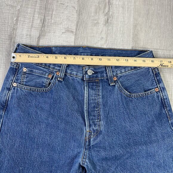 Levis 501 Jeans Mens 33x32 Blue Dark Wash Straight Leg Button Fly Modern I - Picture 8 of 13